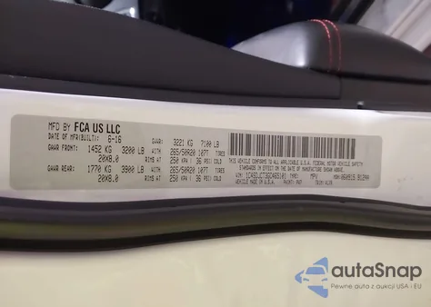 2016 Dodge Durango R/T z USA, uszkodzony, nr VIN 1C4SDJCT3GC465101